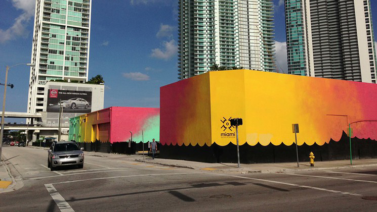 Sherbert Skies Black Water Rising — TM Sisters mural on the Downtown Art Haus, Downtown Miami